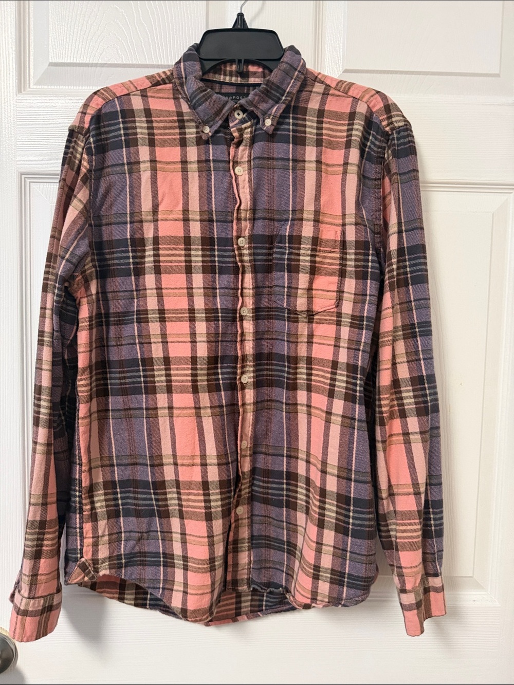 Aeropostale Pink and Purple Plaid Button-Down Shirt